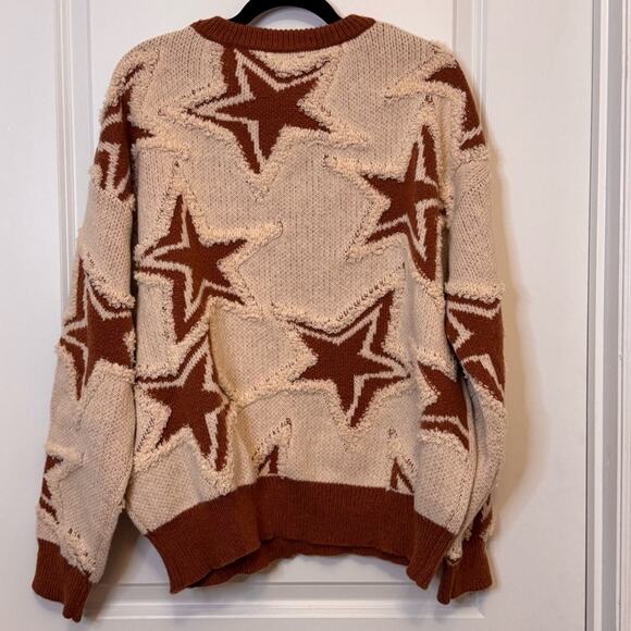 Sadie & Sage Cream and Brown Crew Neck Sweater - Picture 3 of 3